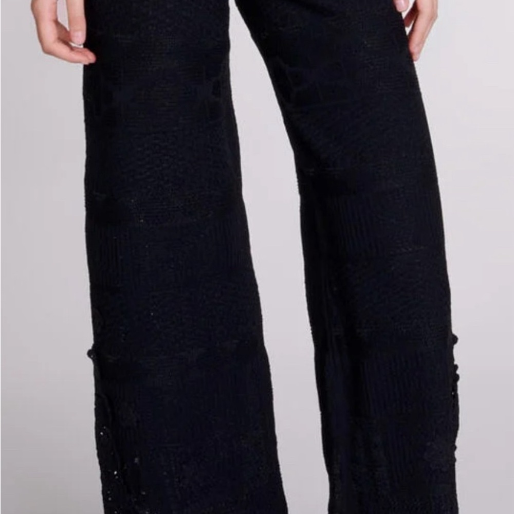 Maje floral-appliqué knitted trousers
